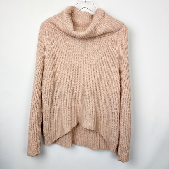 Point Sur Ribbed Turtleneck Rib Knit Fuzzy Sweater Pale Peach - Picture 7 of 7